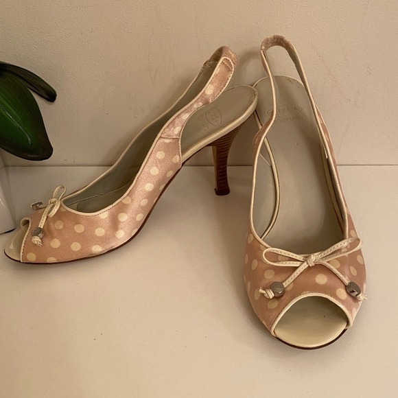 Circa Joan & David Shoes - Circa Joan & David Pink Polka Dot w/ Bow Heels